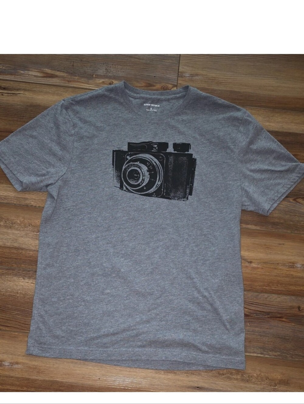 Banana Republic Gray Retro Camera Graphic T-Shirt M